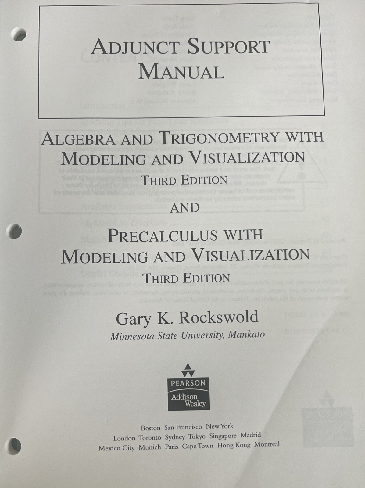 Instructor’s Solutions Manual Algebra & Trigonometry With Modeling & Visual