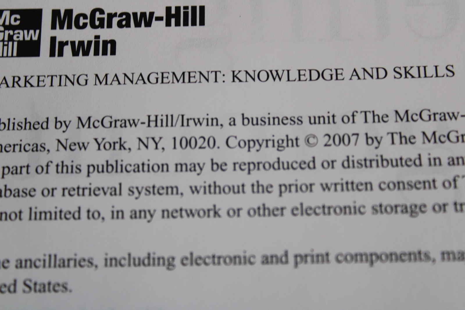 Marketing Management Knowledge and Skill 8th Edition 2007 Donnelly/Peter HC
