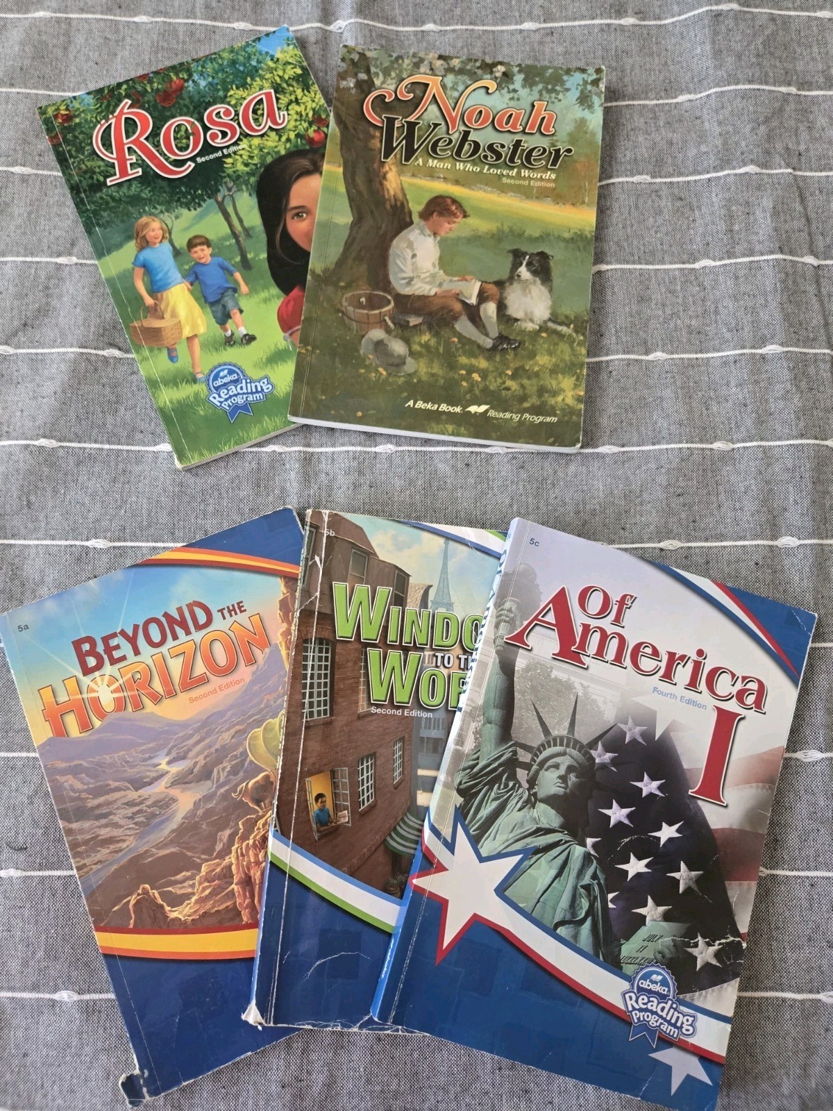 Lot of 5 A Beka 5th Grade Readers 5a, 5b, 5c Noah Webster, Rosa Reading Program