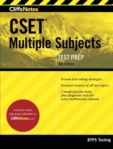 CLIFFSNOTES CSET MULTIPLE SUBJECTS 4TH EDITION By Btps Testing **BRAND NEW**