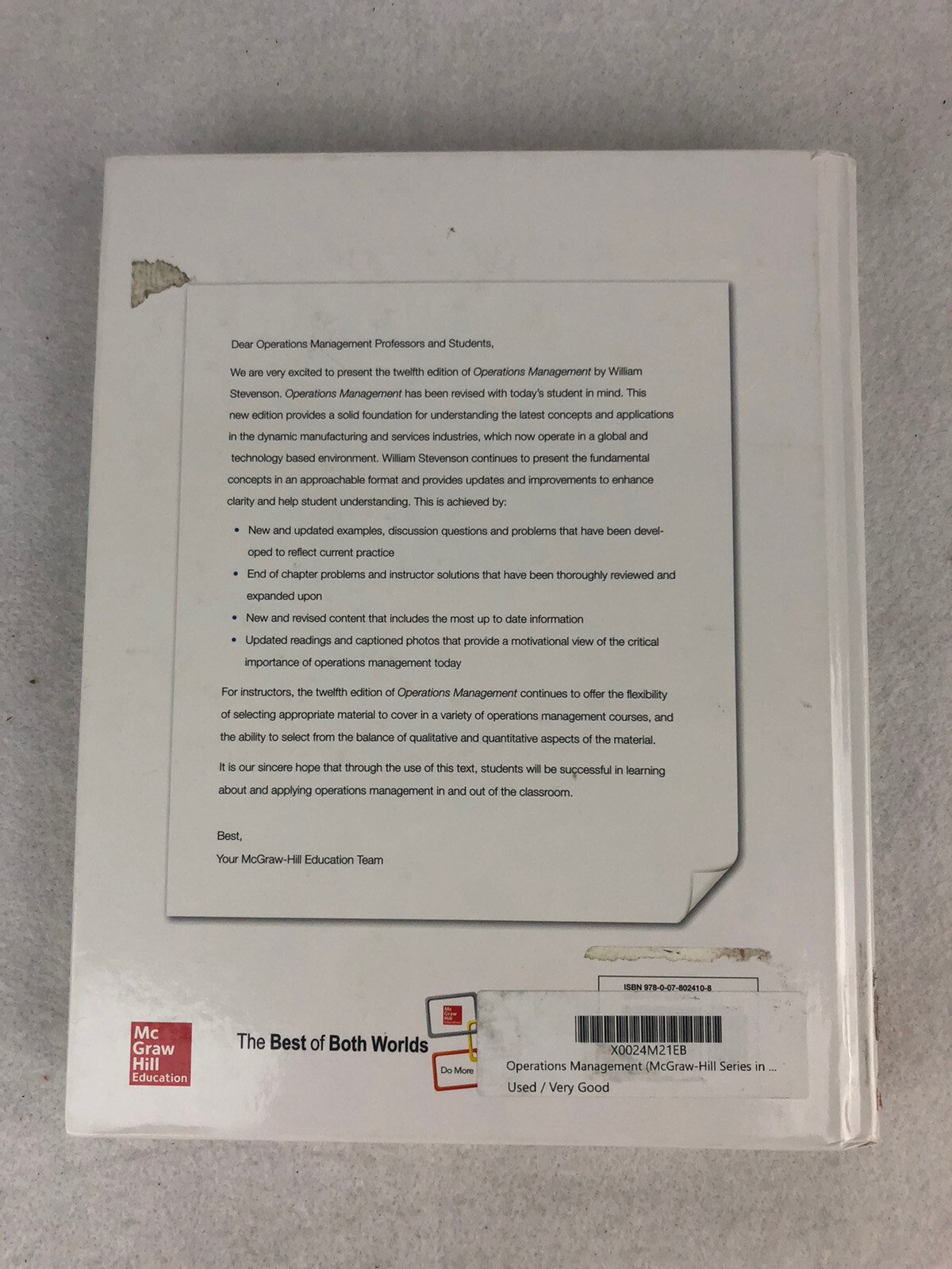 Operations Management by William J. Stevenson (2014, Hardcover)