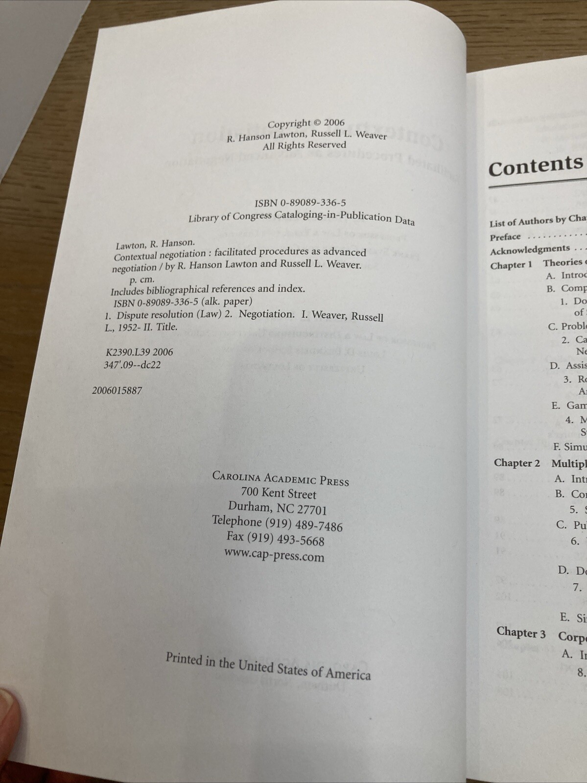 Contextual Negotiation Facilitated Procedures…Carolina Academic Press Lawton