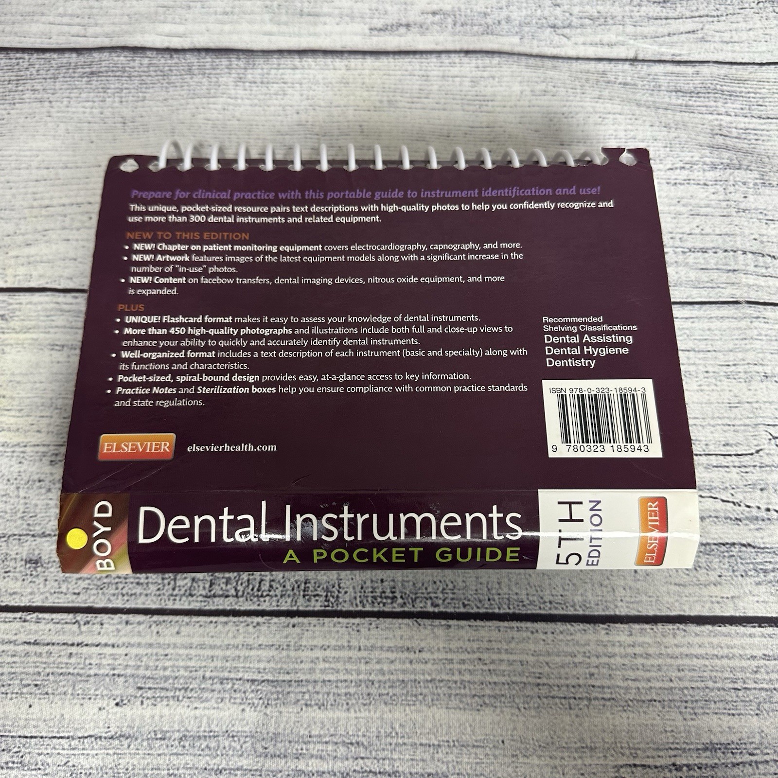 Dental Instruments: A Pocket Guide – Spiral-bound, by Boyd RDA BA Linda – Good