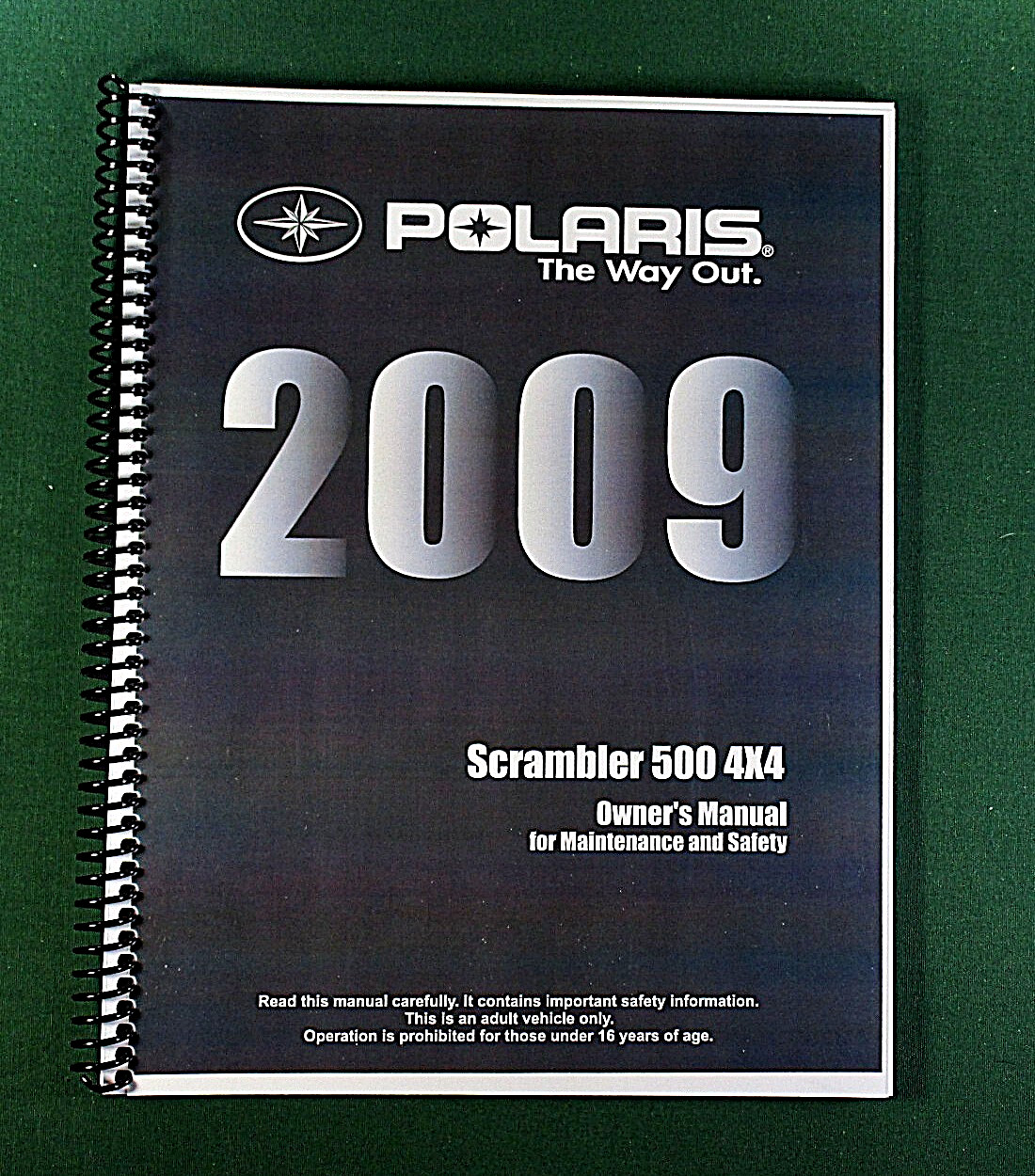 2009 Polaris Scrambler 500 4X4 ATV Owner’s Manual: 131 Pages & Protective Covers