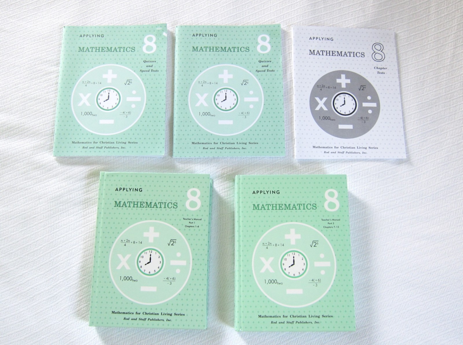 Rod and Staff Applying Mathematics Math 8 Teacher’s Manuals 1&2, Test Booklets
