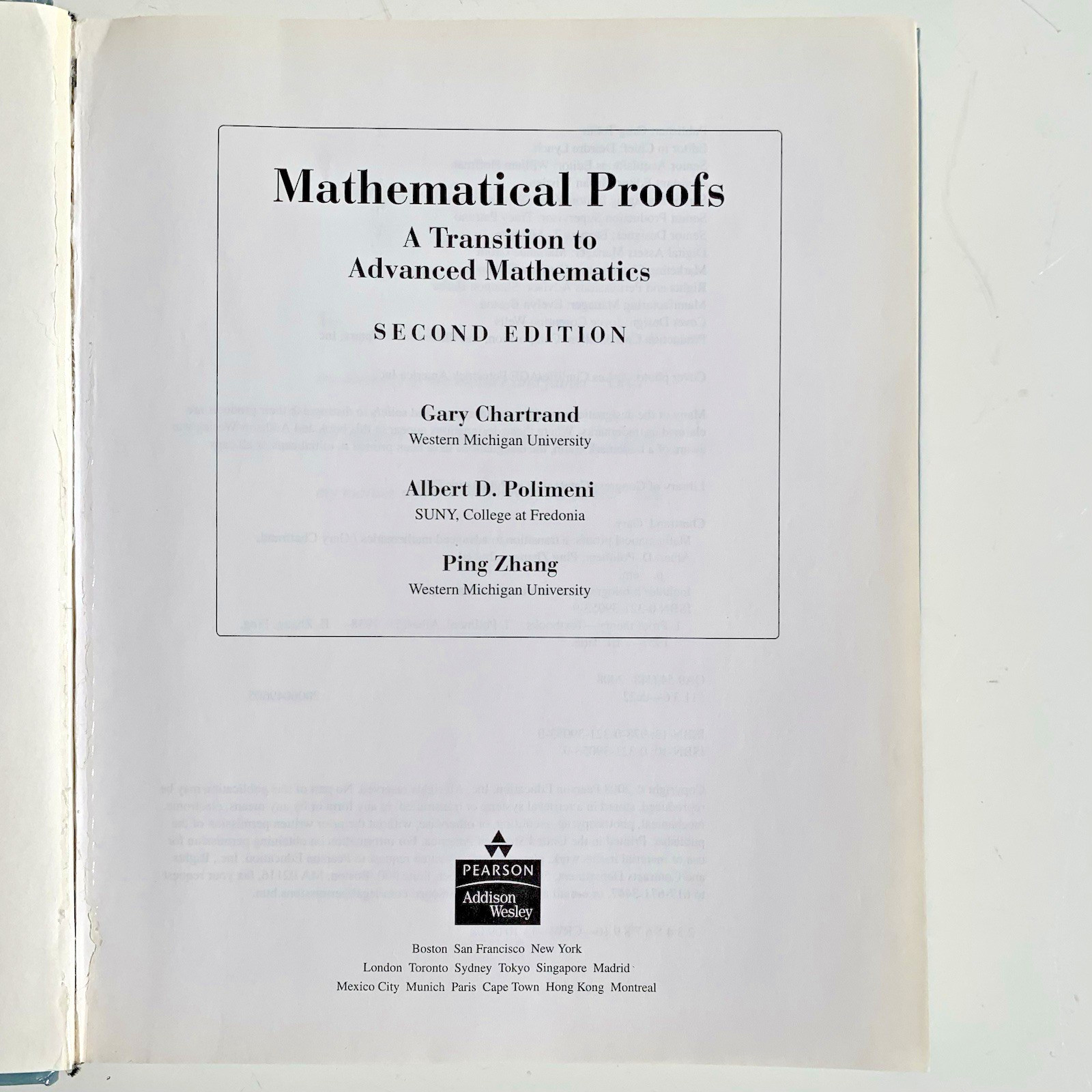 Mathematical Proofs Second Edition by Chartrand Polimeni Zhang 9780321390530