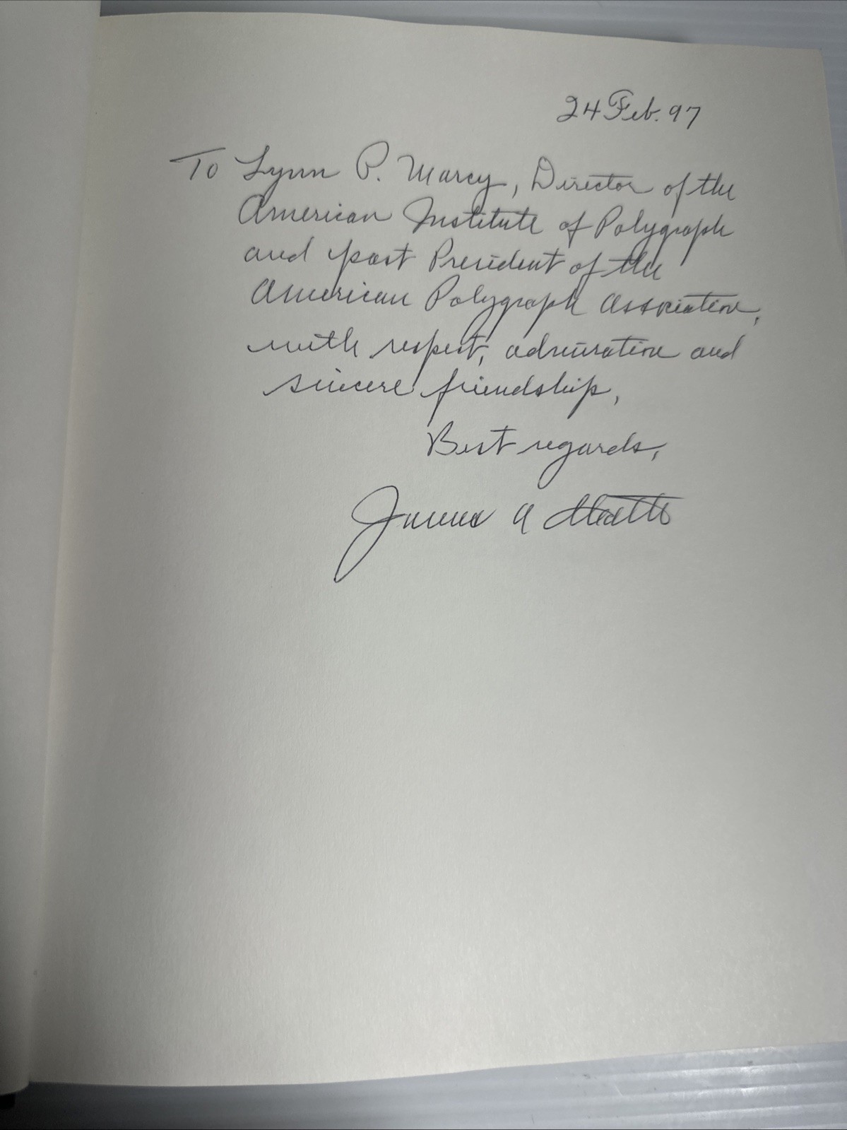 Forensic Psychophysiology Polygraph SIGNED James Matte Lie Detection 1996 HC