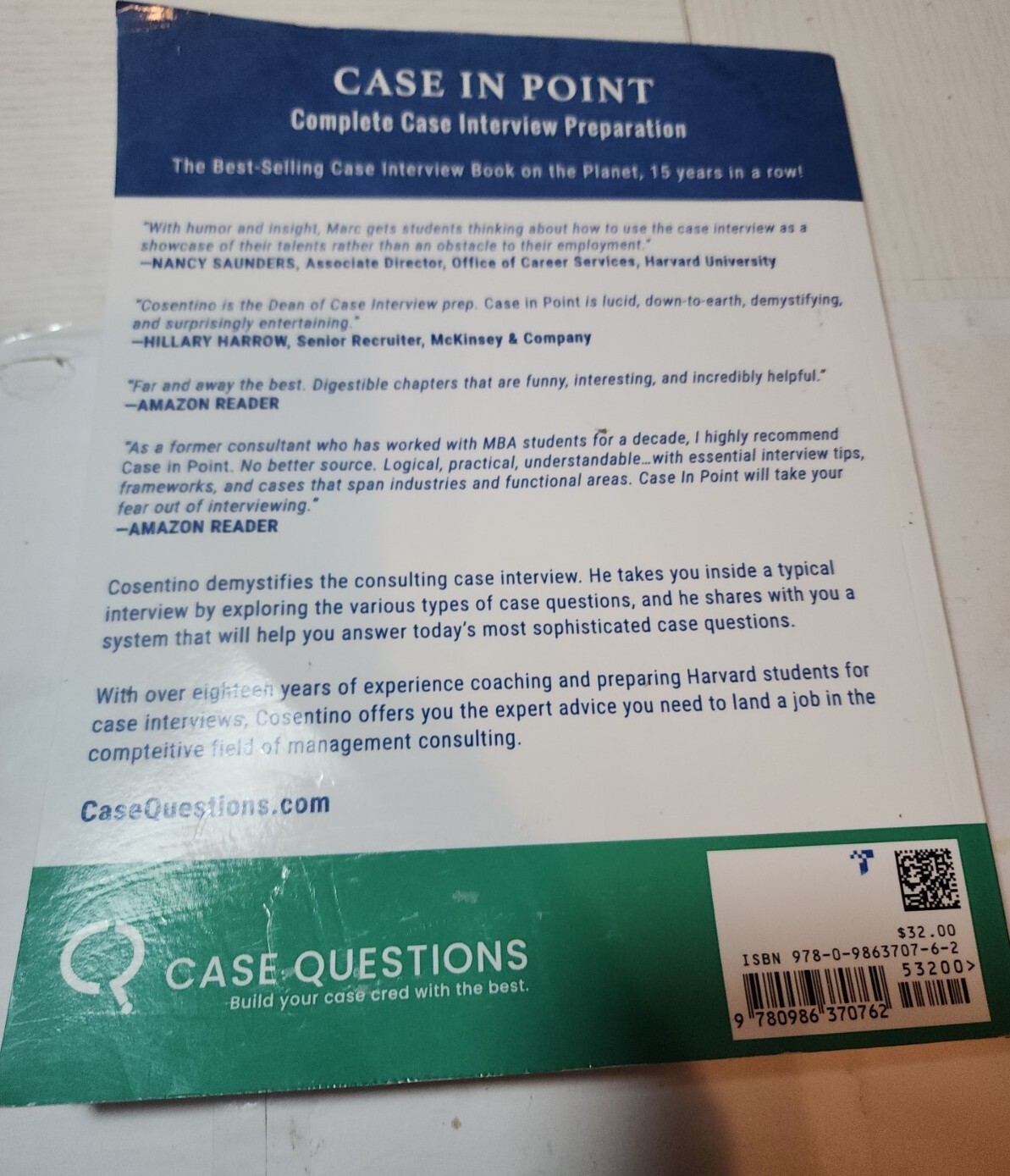 Case in Point 11th Edition: – Paperback, by Cosentino Marc Patrick – nb3