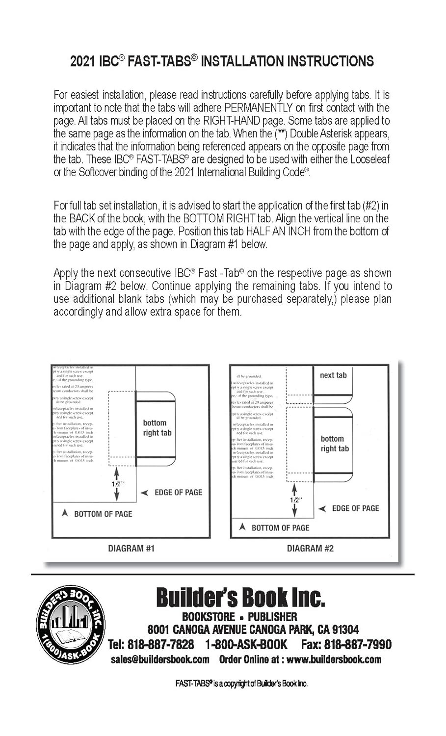 2021 International Building Code (IBC) Fast Tabs Pamphlet – February 11, 2021