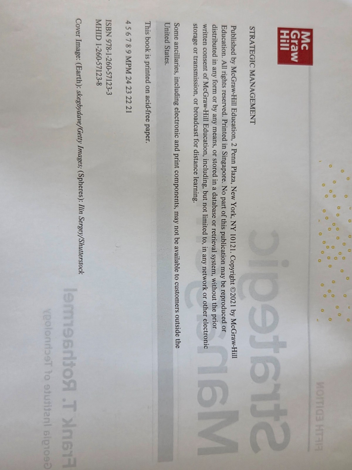 Strategic Management 5e by McGraw Hill. Frank T. Rothaermel