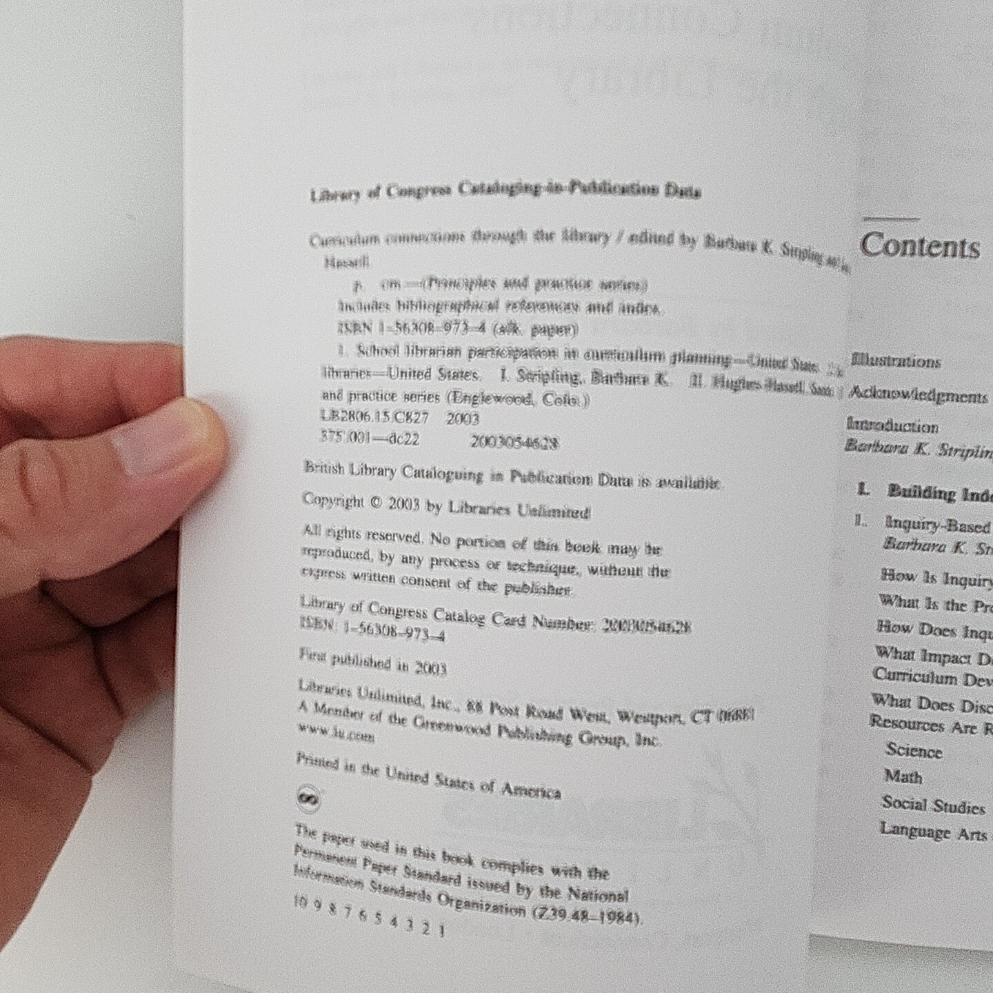 Curriculum Connections through the Library Stripling and Hughes-Hassell Book