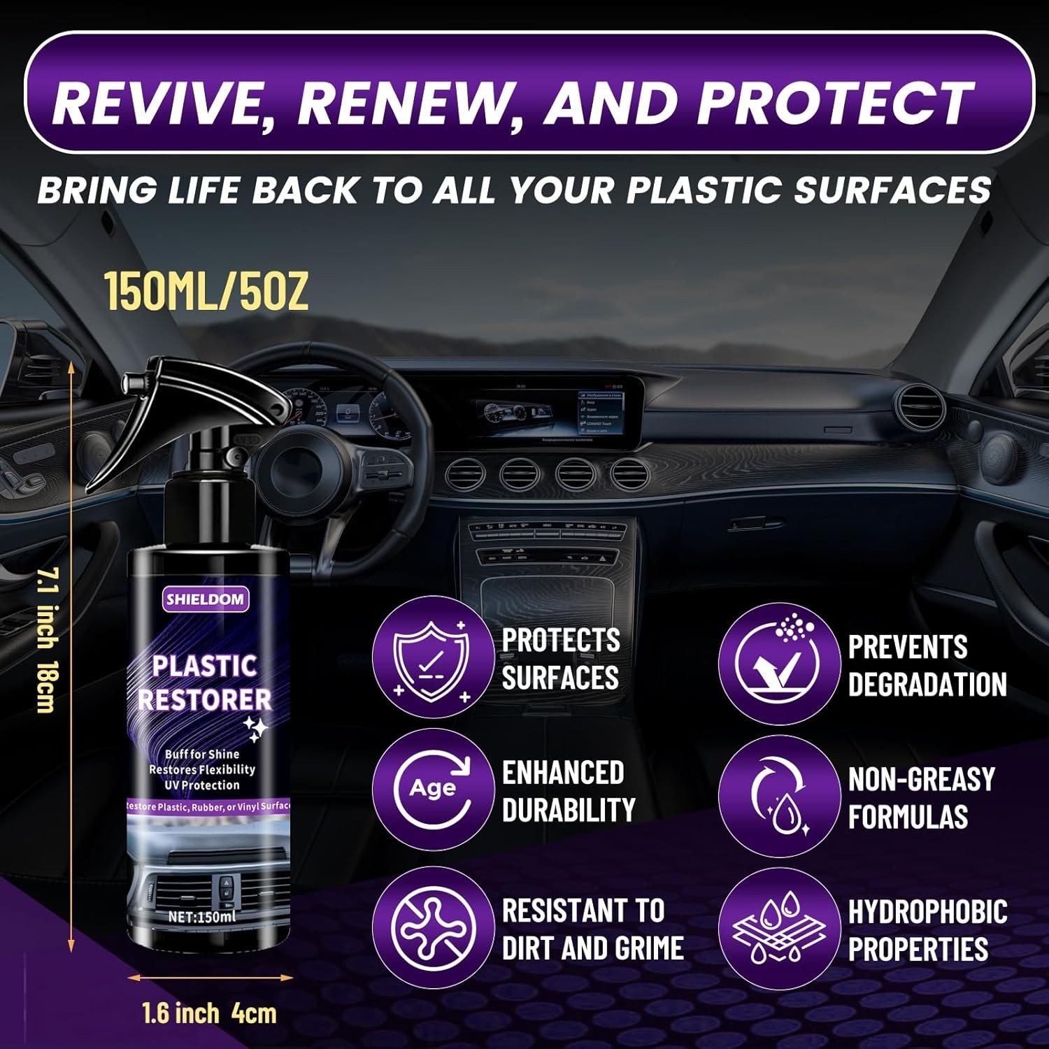 5oz Plastic Restorer Spray – High-Performance UV Protection & Non-Greasy Finish