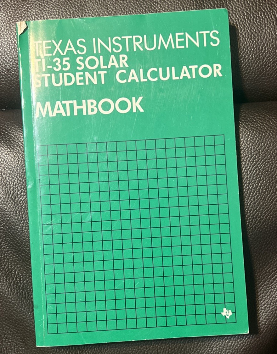 TEXAS INSTRUMENTS TI-35 SLR Solar Student Calculator Math Book 1984 Vintage