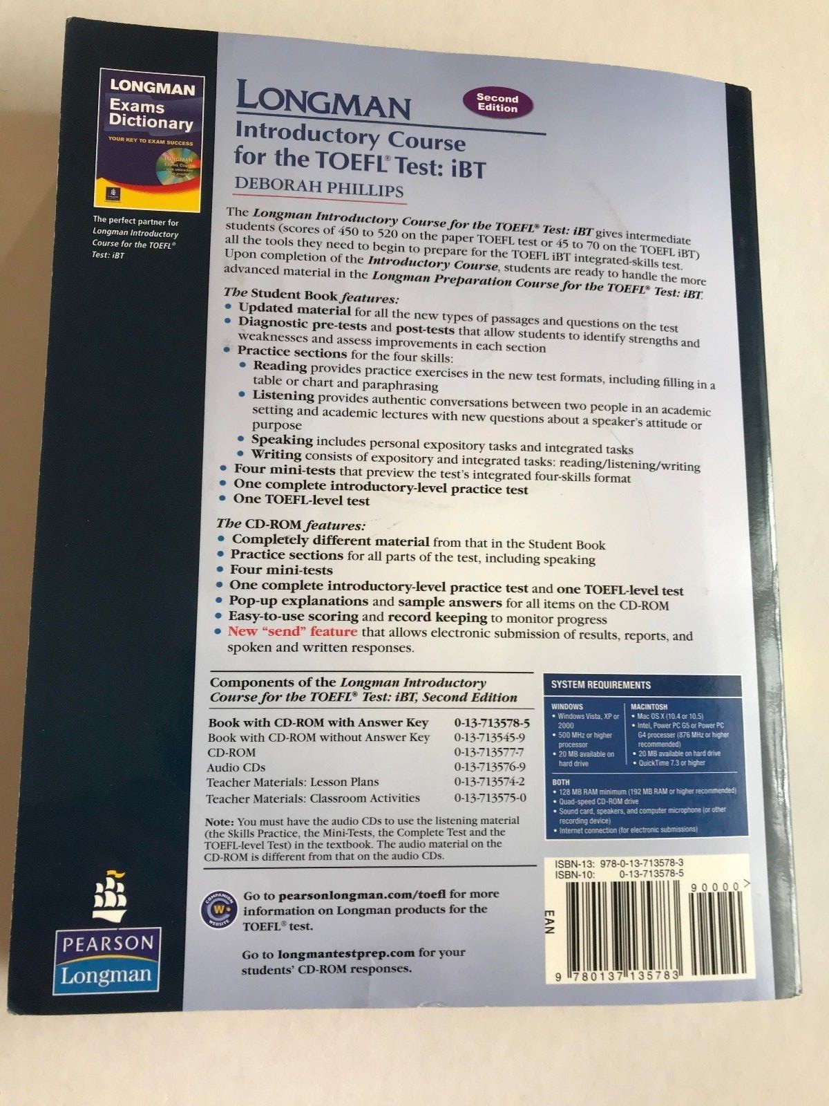 Longman Introductory Course for the TOEFL Test: iBT Student Book , CD, Ans Key