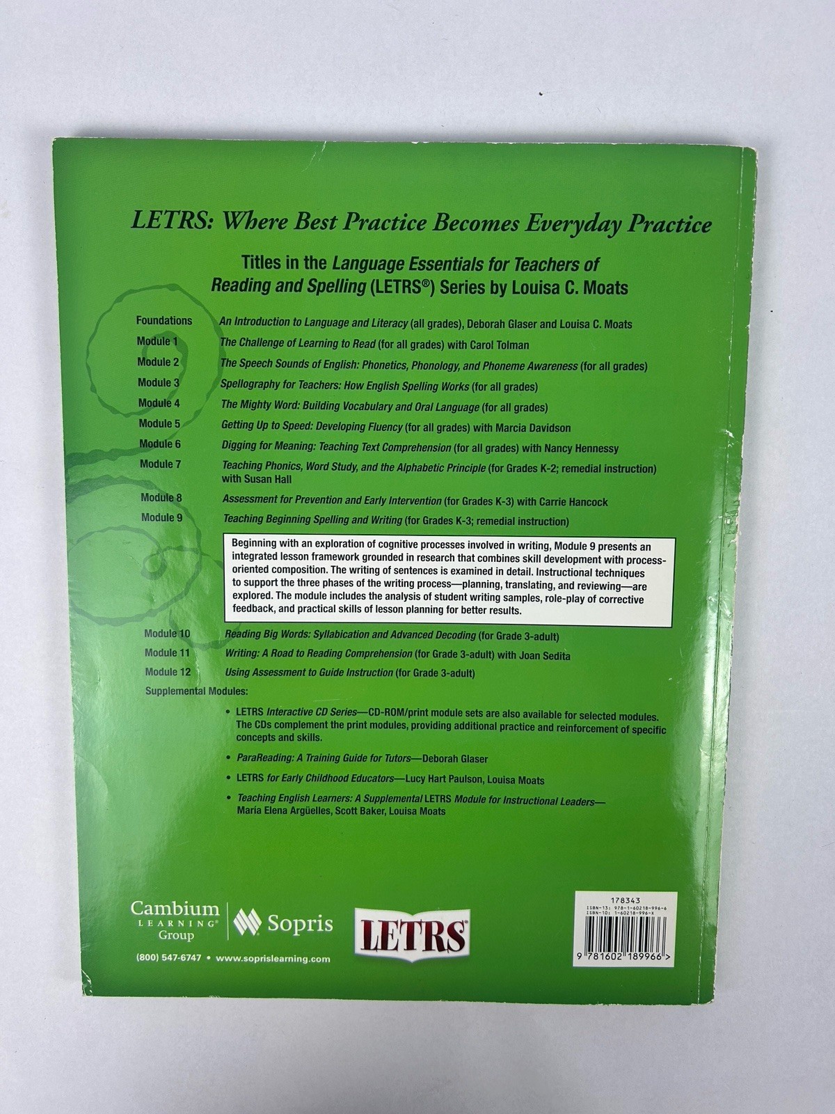 LETRS Module 9 Teaching Beginning Spelling and Writing K-3 2nd Edition