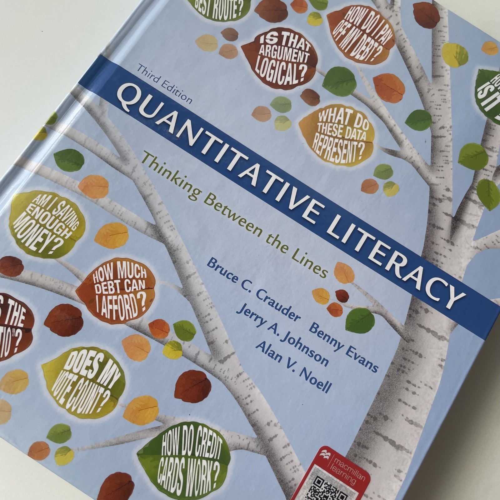 Quantitative Literacy Thinking Between Lines 3rd Ed. Crauder, Evans Hard Cover