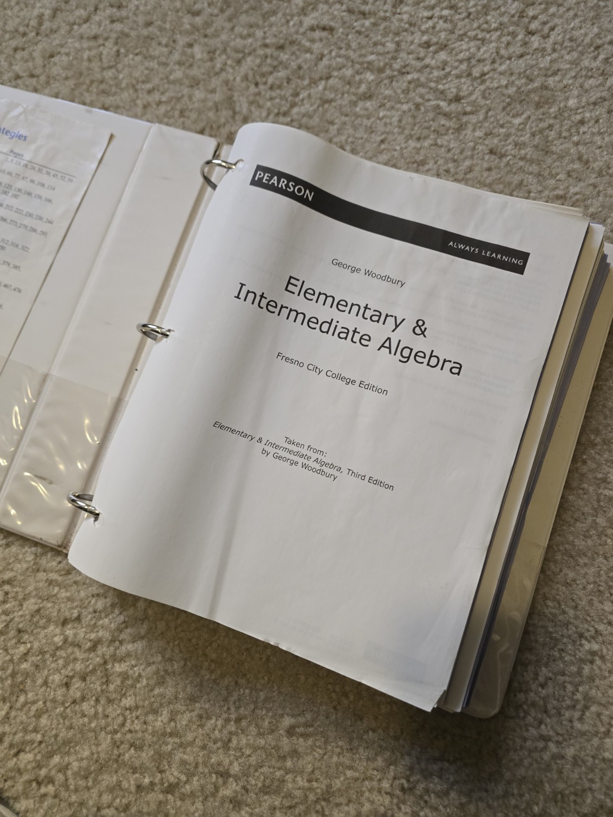 Algebra book, Elem. and Intermedia 2010 – Rev. by George Woodbury – Fresno City