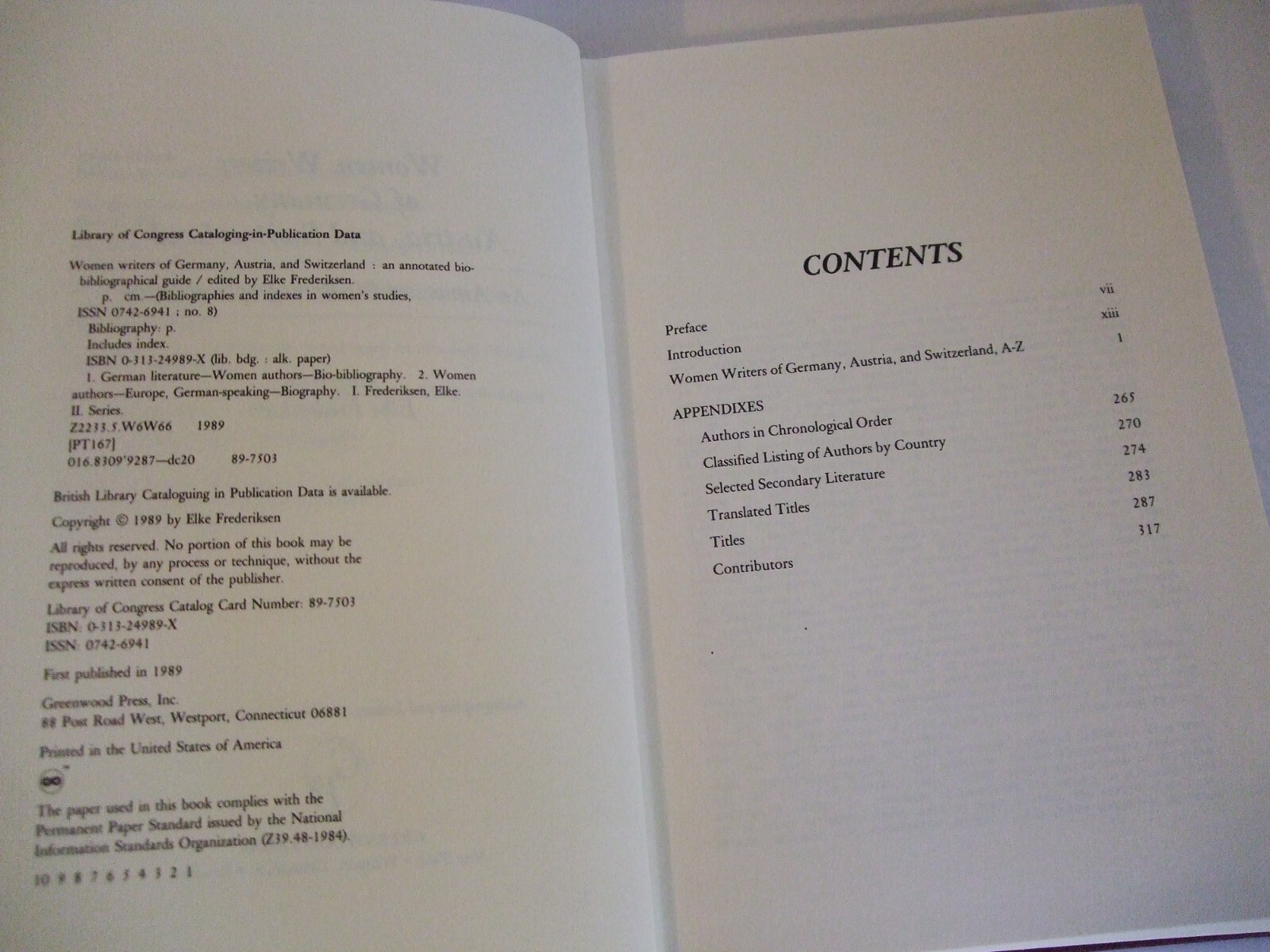 Women Writers of Germany, Austria, Switzerland: Annotated Bio-Bibliographical