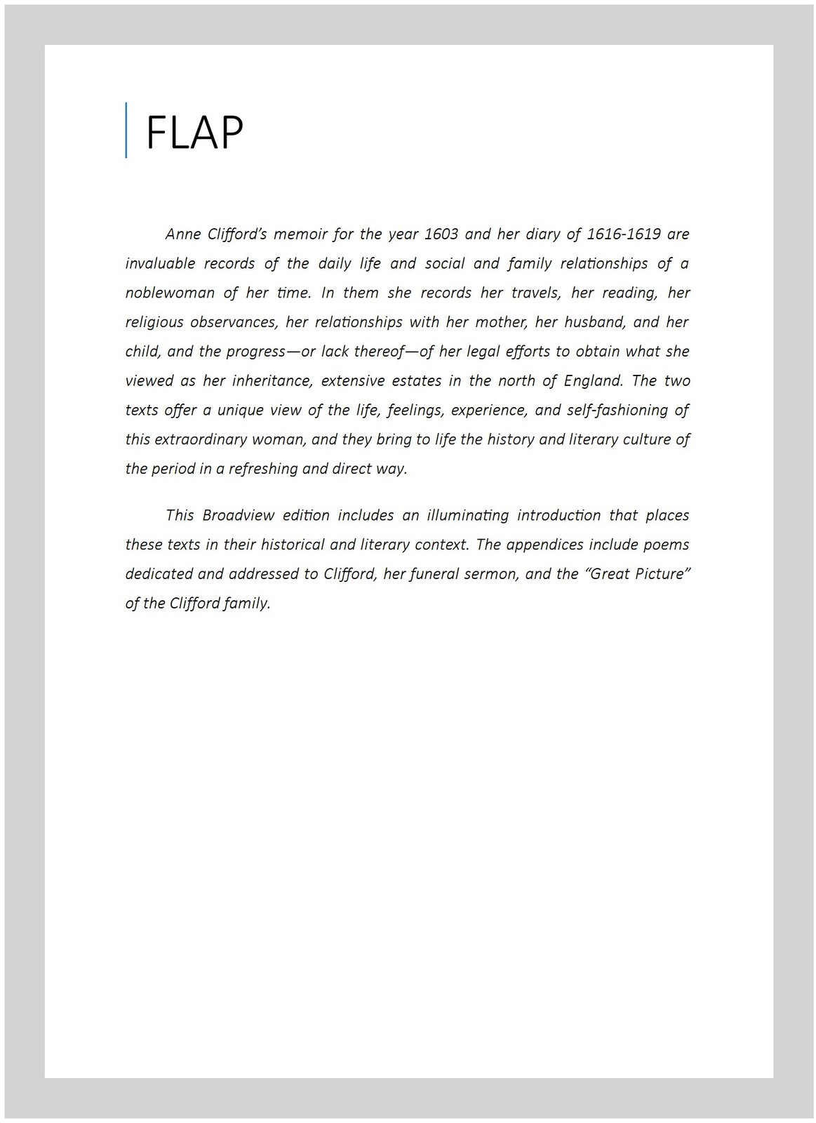 Memoir of 1603 And the Diary of 1616-1619, Paperback by Clifford, Anne; Aches…