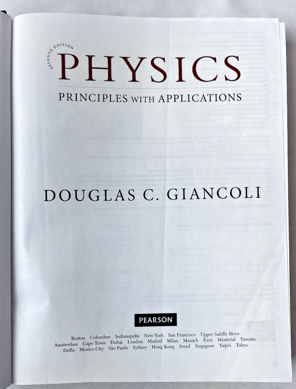 Physics Principles w/Applications 7th Ed. D. Giancoli 2014 Instructor Review HC