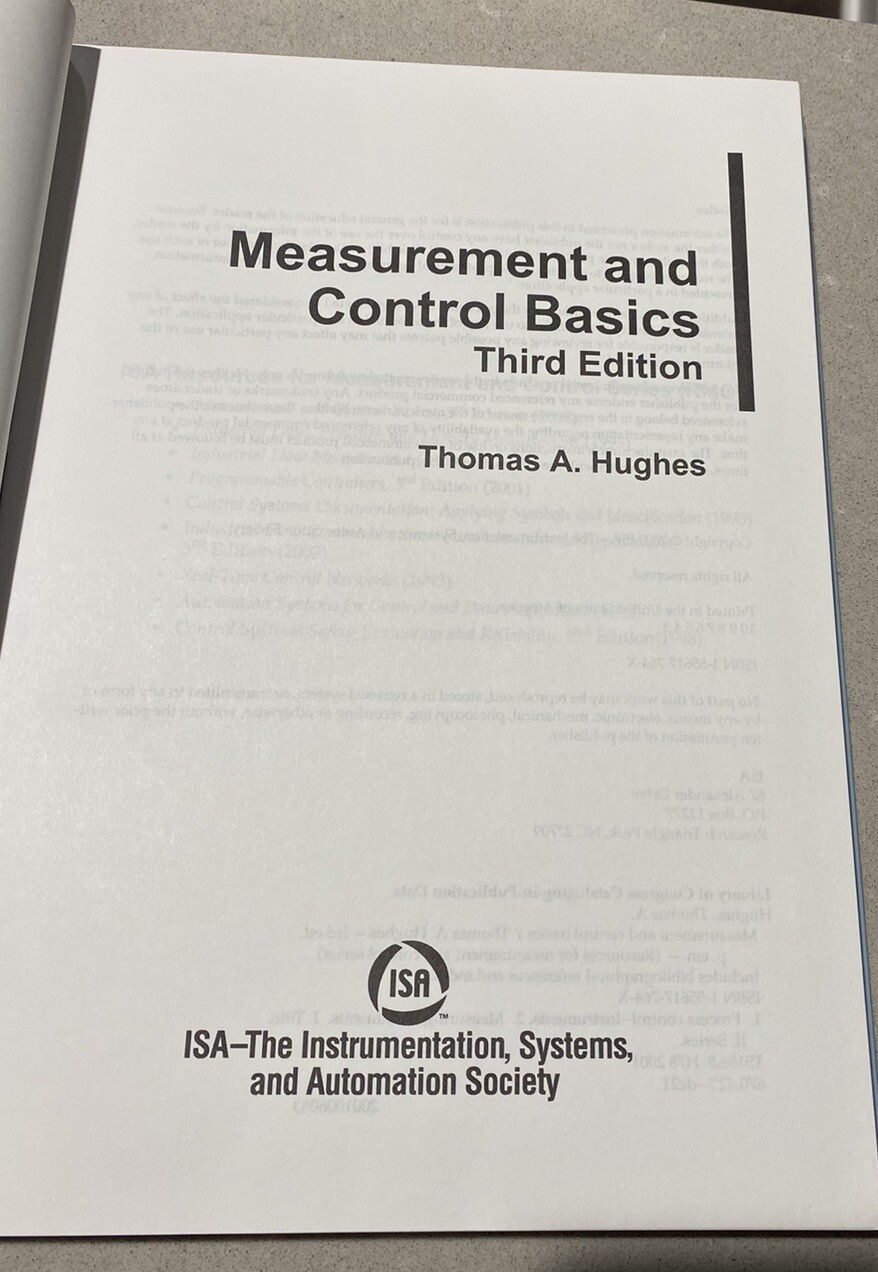 Measurement and Control Basics 3rd Edition Textbook Math by Hughes, Thomas A.