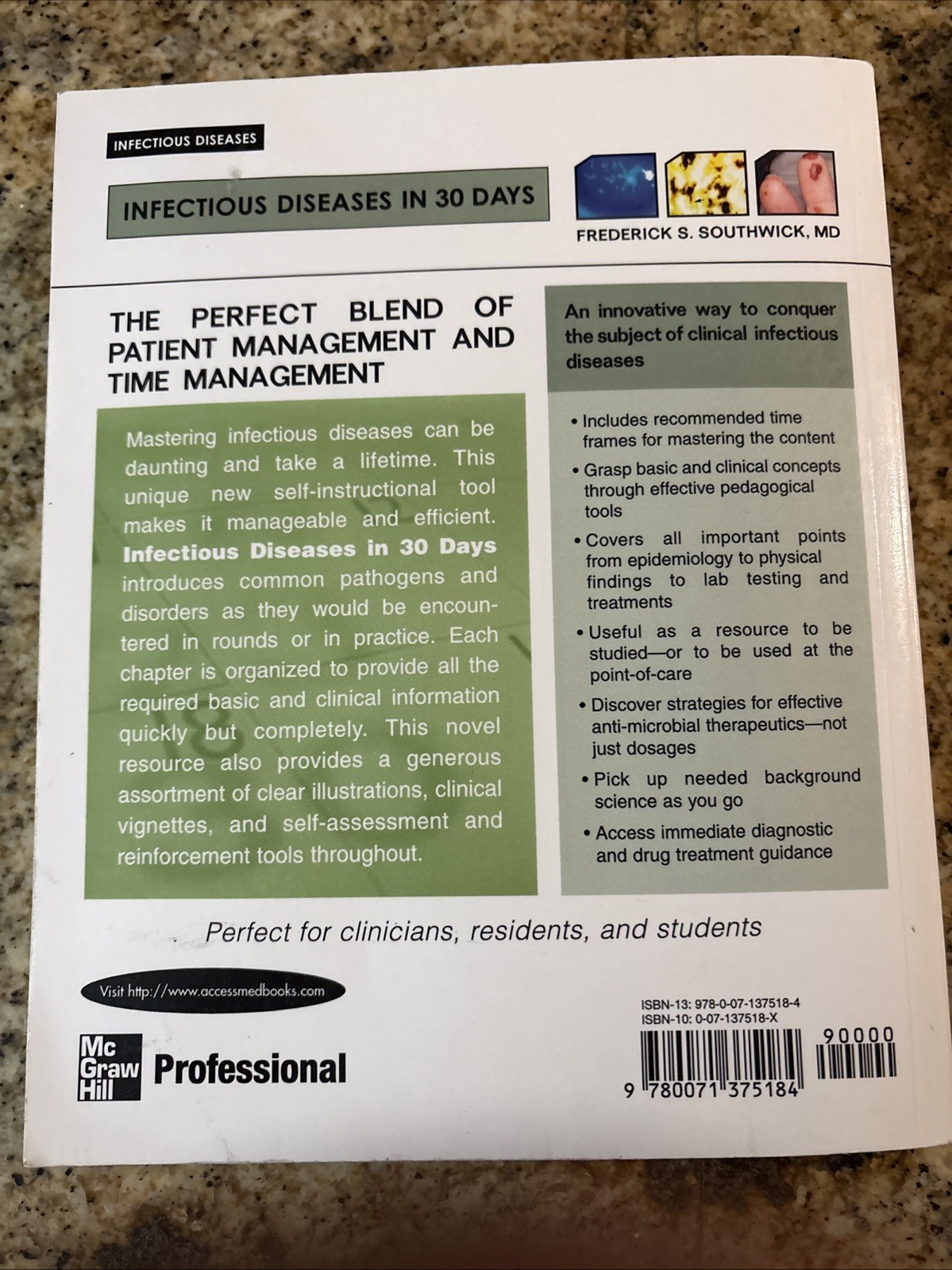 Infectious Diseases in 30 Days – paperback, 9780071375184, Frederick S Southwick