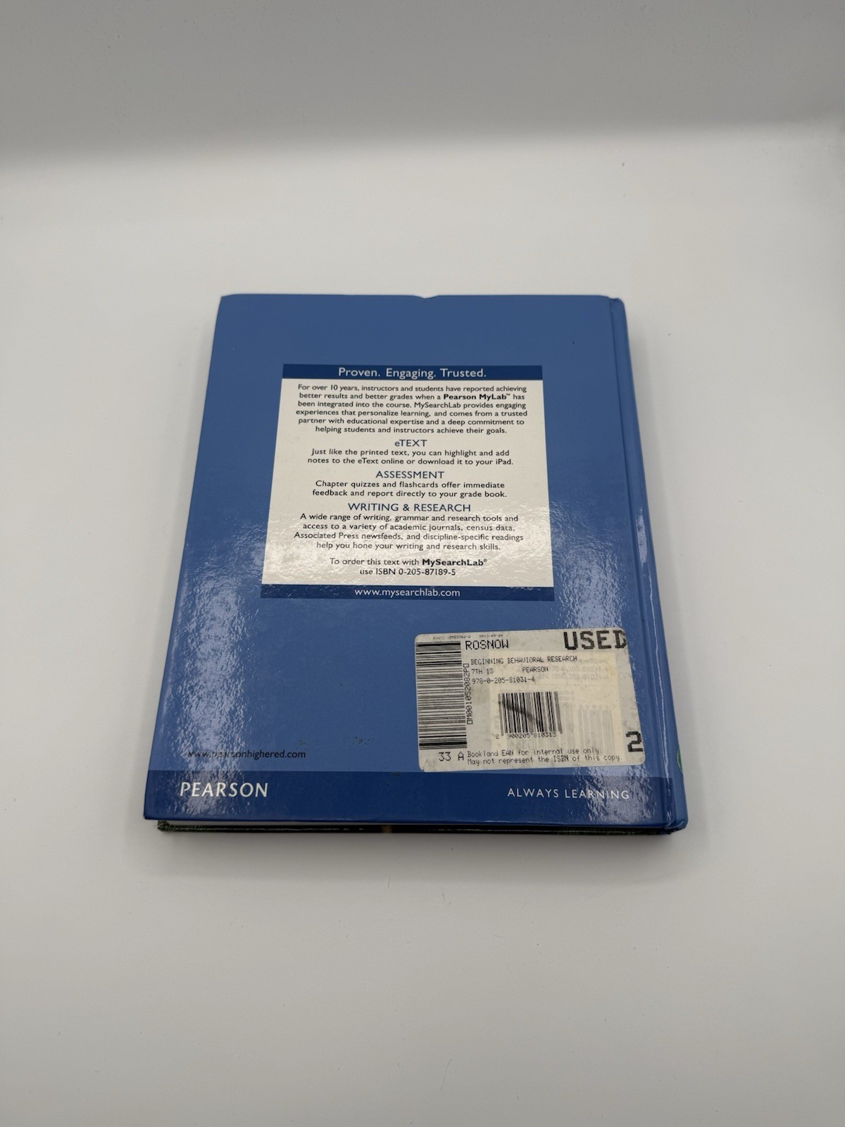 Pearson Seventh Edition Hardcover Beginning Behavioral Research Rosnow Rosenthal
