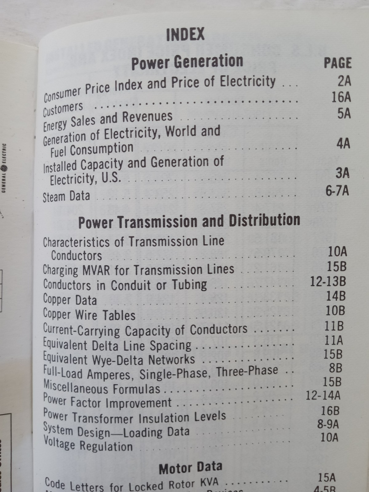 General Electric Technical Data Booklet Power Transmission Engineering Tables