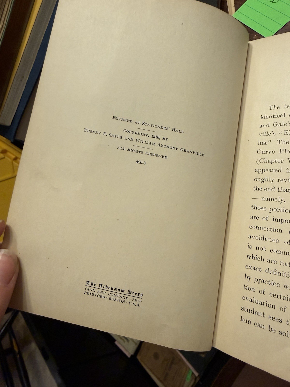 1910 Elementary Analysis Smith Granville Yale Mathematics Ginn HC