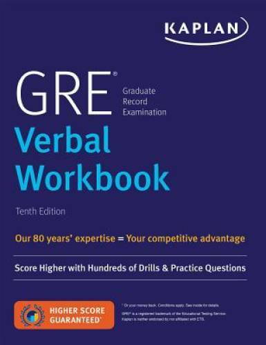 GRE Verbal Workbook: Score Higher with Hundreds of Drills & Practice Ques – GOOD