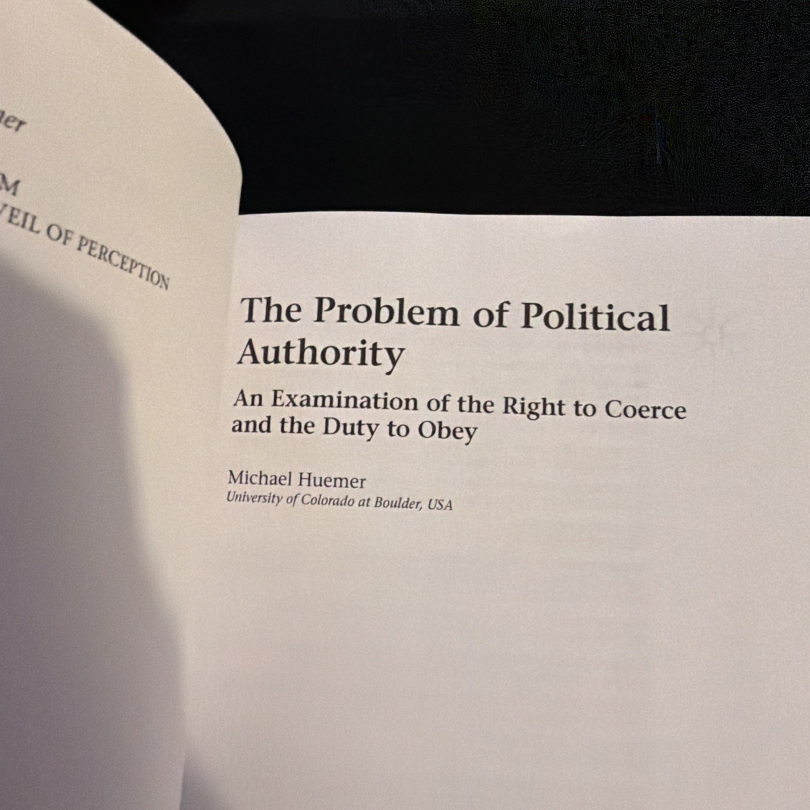 The Problem of Political Authority Michael Huemer Trade Paperback