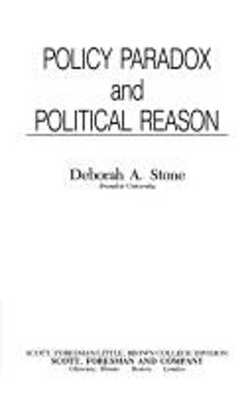 Policy Paradox and Political Reason Paperback Deborah A. Stone