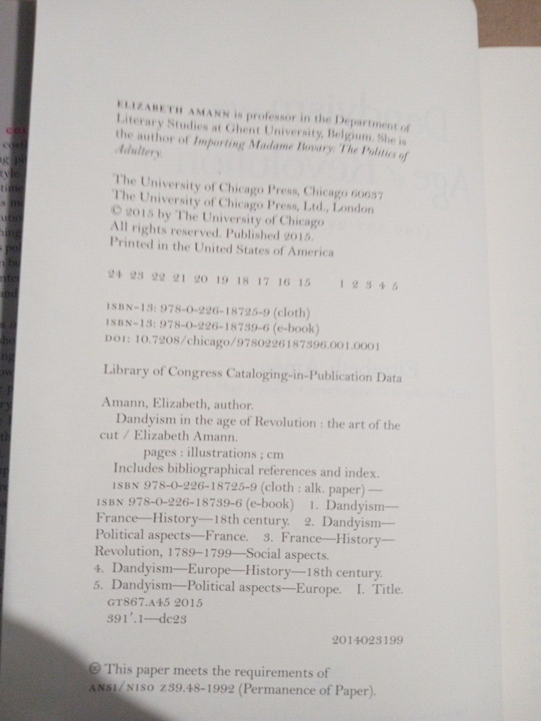 Dandyism in the Age of Revolution: Art of the Cut by Elizabeth Amann- Hardcover