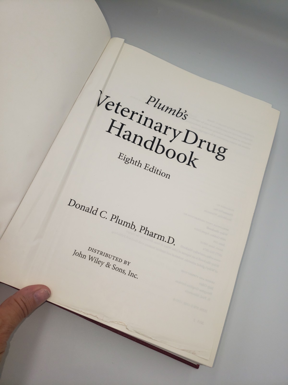 Plumb’s Veterinary Drug Handbook by Donald C. Plumb ~ Eighth Edition 2015 HC