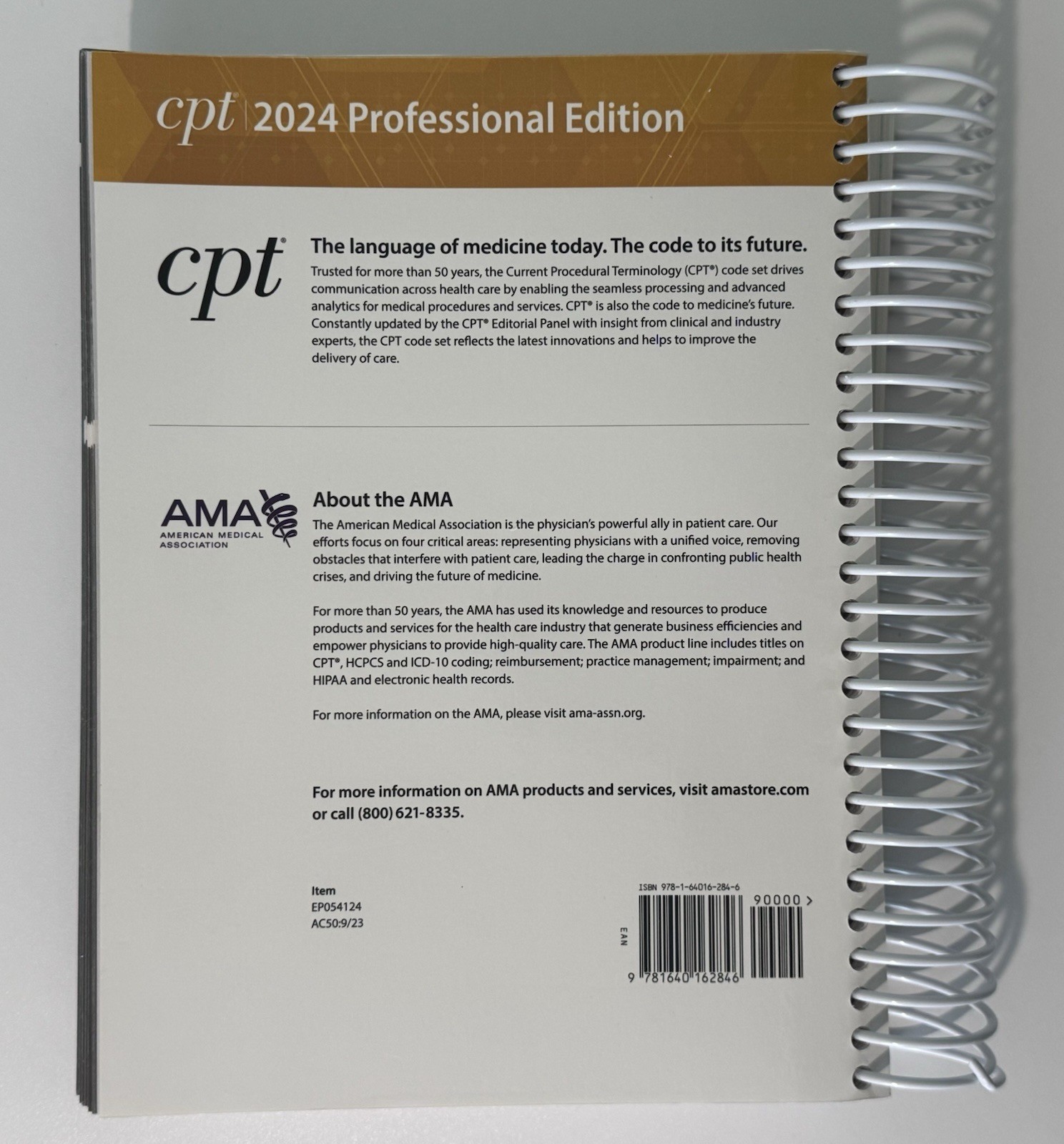 AMA CPT 2024 Spiral Medical Coding Official Codebook