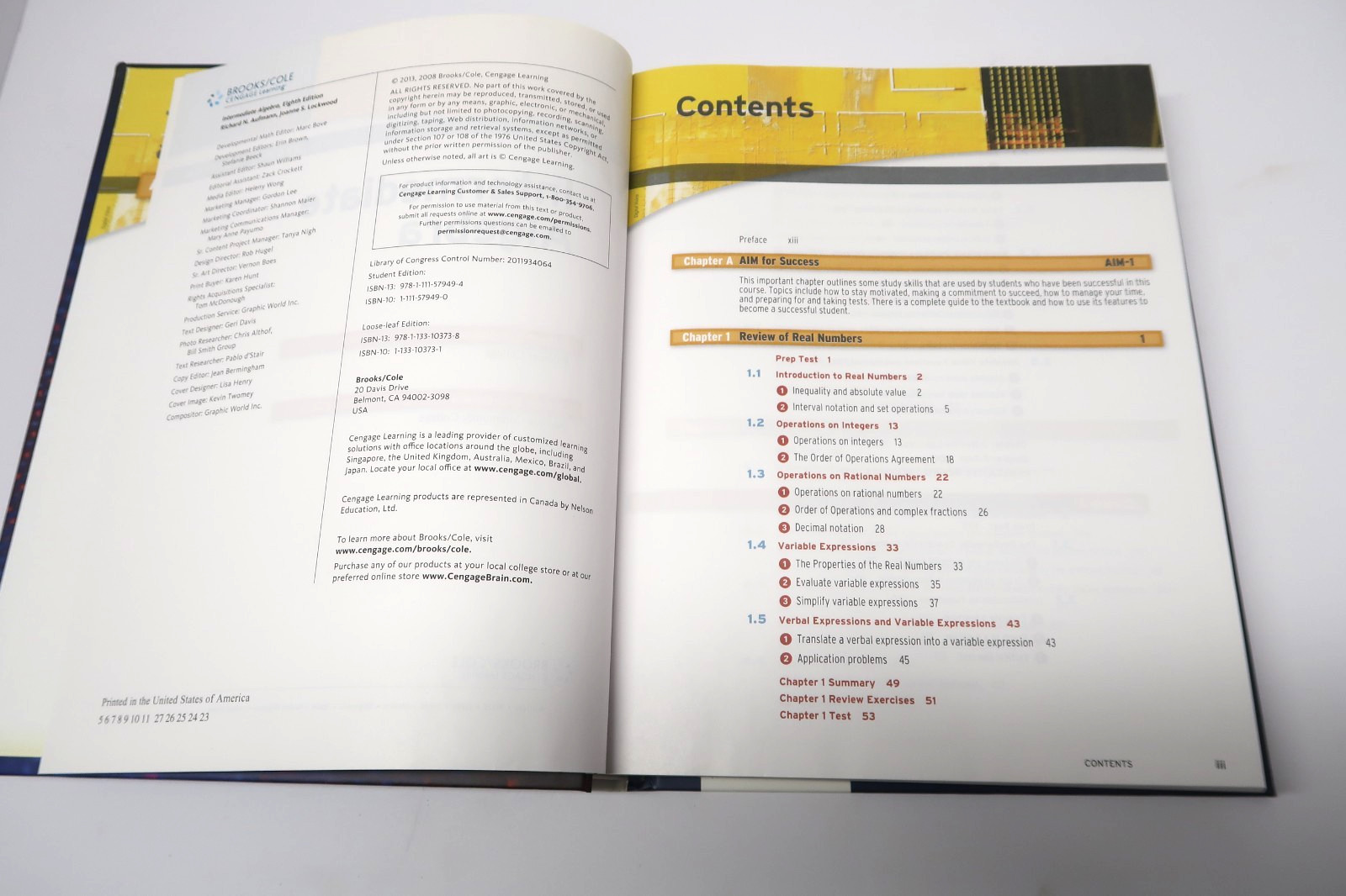 New – Intermediate Algebra by Aufmann / Joanne – 8th Edition – 2012 Hardcover