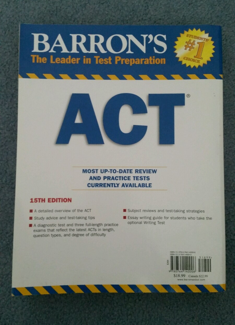 Barron’s ACT, 15th Edition by Fred Obrecht, George Ehrenhaft (2009, Paperback)