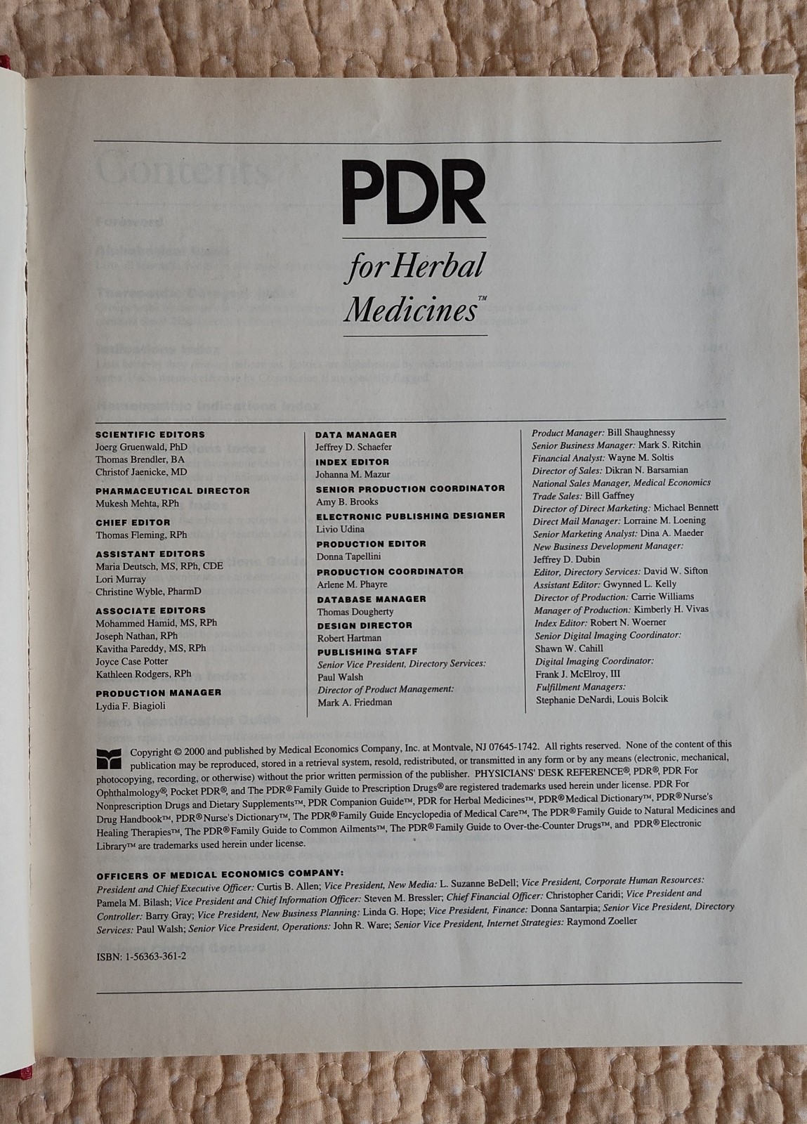 PDR for Herbal Medicines by Thomas Fleming 2000 Second Edition Reference HC