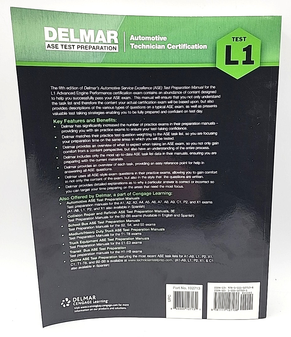 ASE Test Preparation – L1 – Paperback, by Delmar Cengage Learning 5th Edition