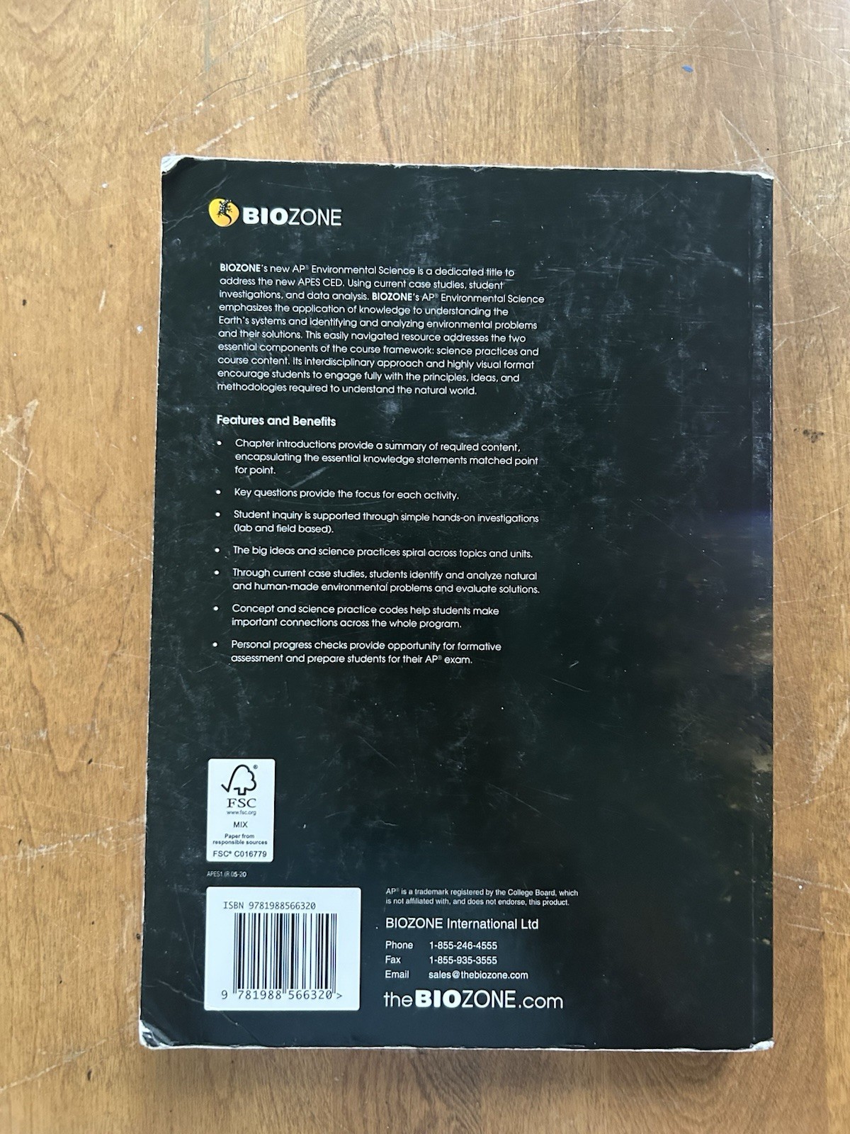 BIOZONE AP Environmental Science Student Edition Paperback 2021 216p Good