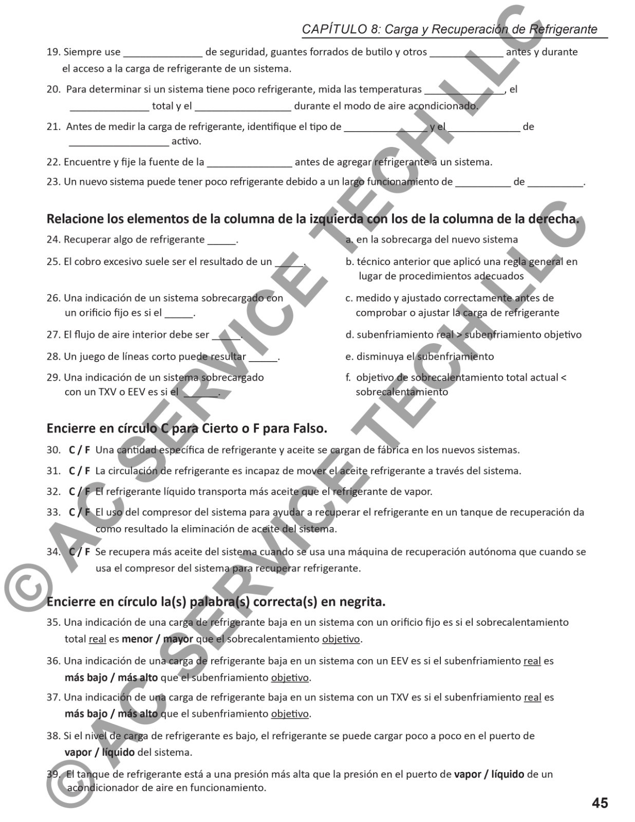 Procedimientos de Carga y Servicio de Cuaderno de Ejercicios 2ª Ed