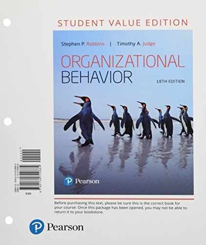 Organizational Behavior – Loose Leaf, by Robbins Stephen; Judge – Very Good