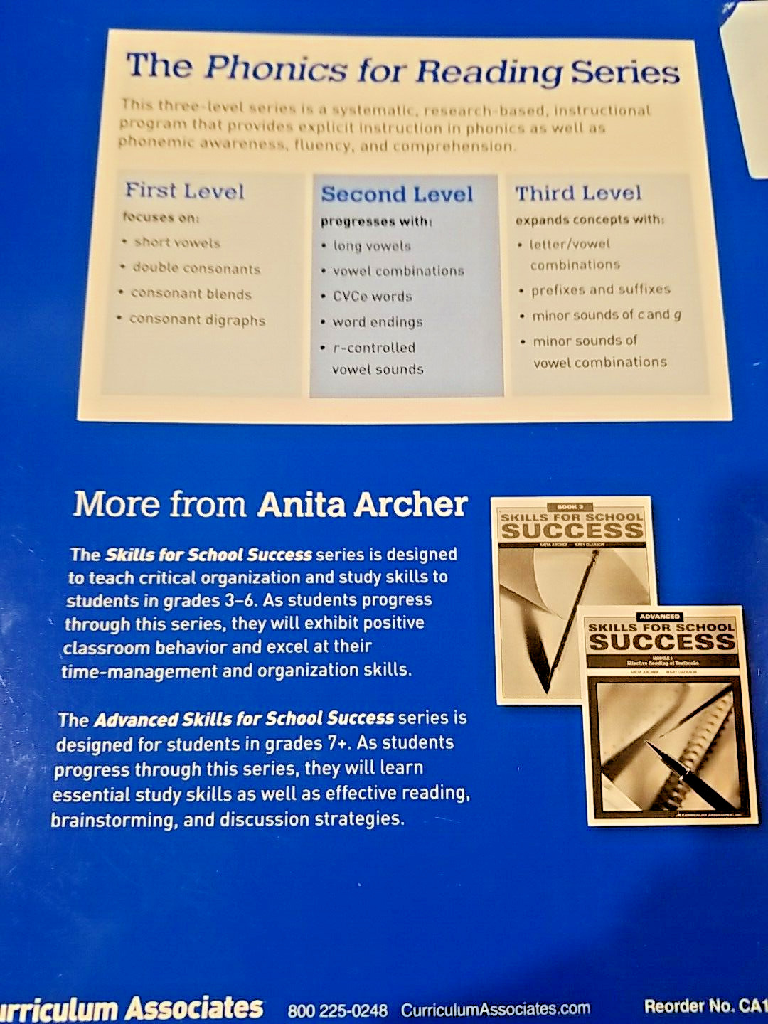 Phonics for Reading Second Level Teacher Guide Curriculum Associates, Inc