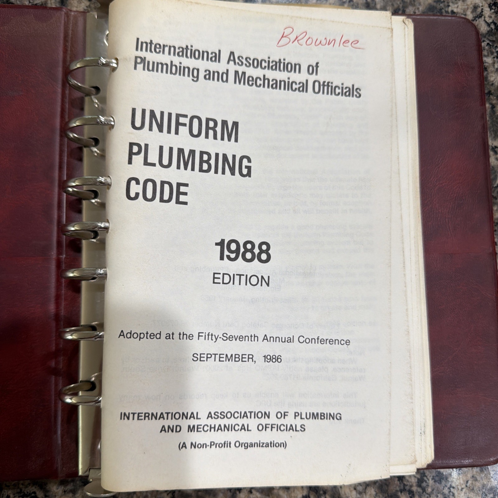 Uniform Plumbing Code 1988 – International Conference of Building Officials