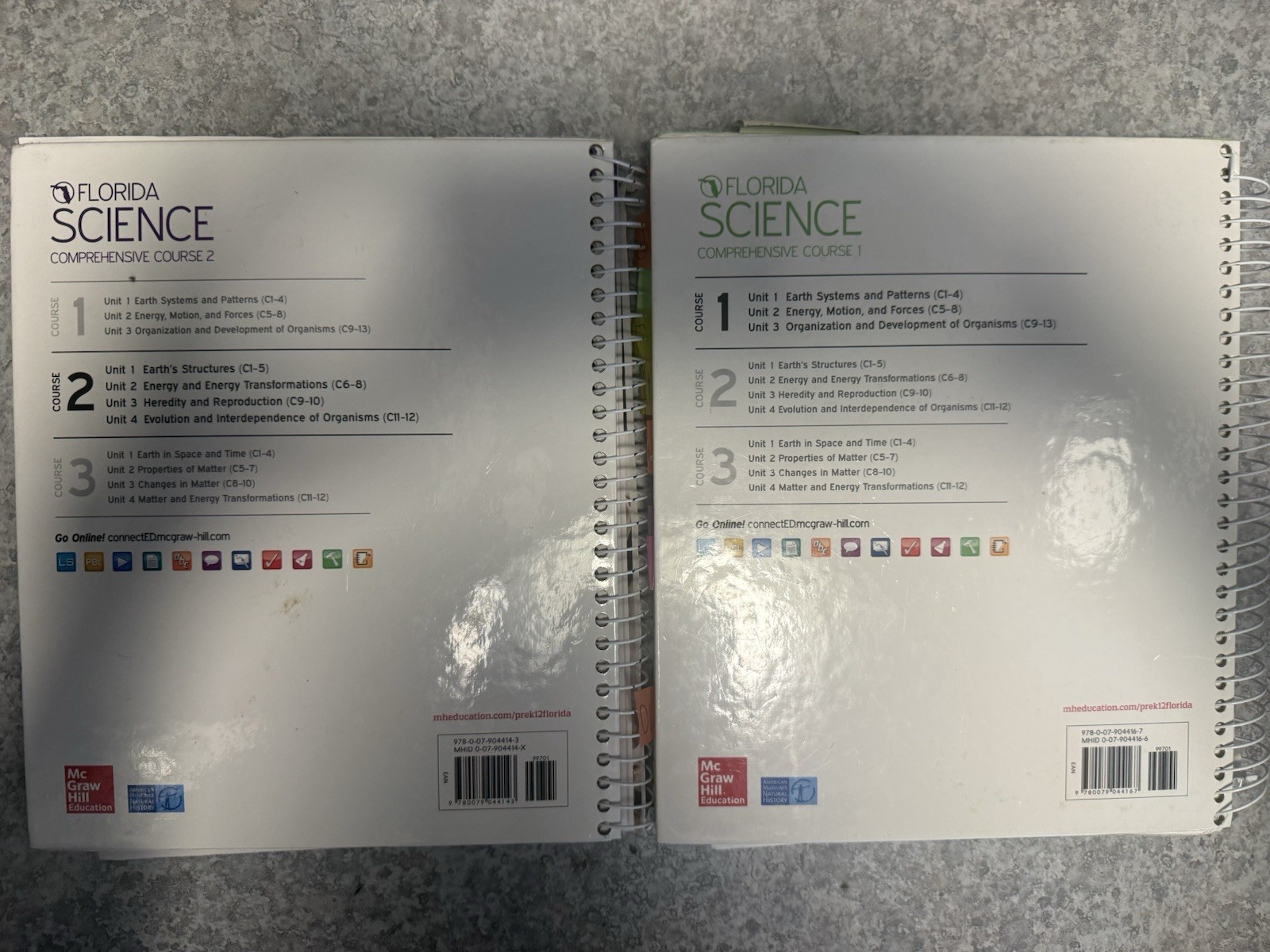 7th Grade McGraw Hill Florida Science Comprehensive Course 1 &2 Teachers Edition