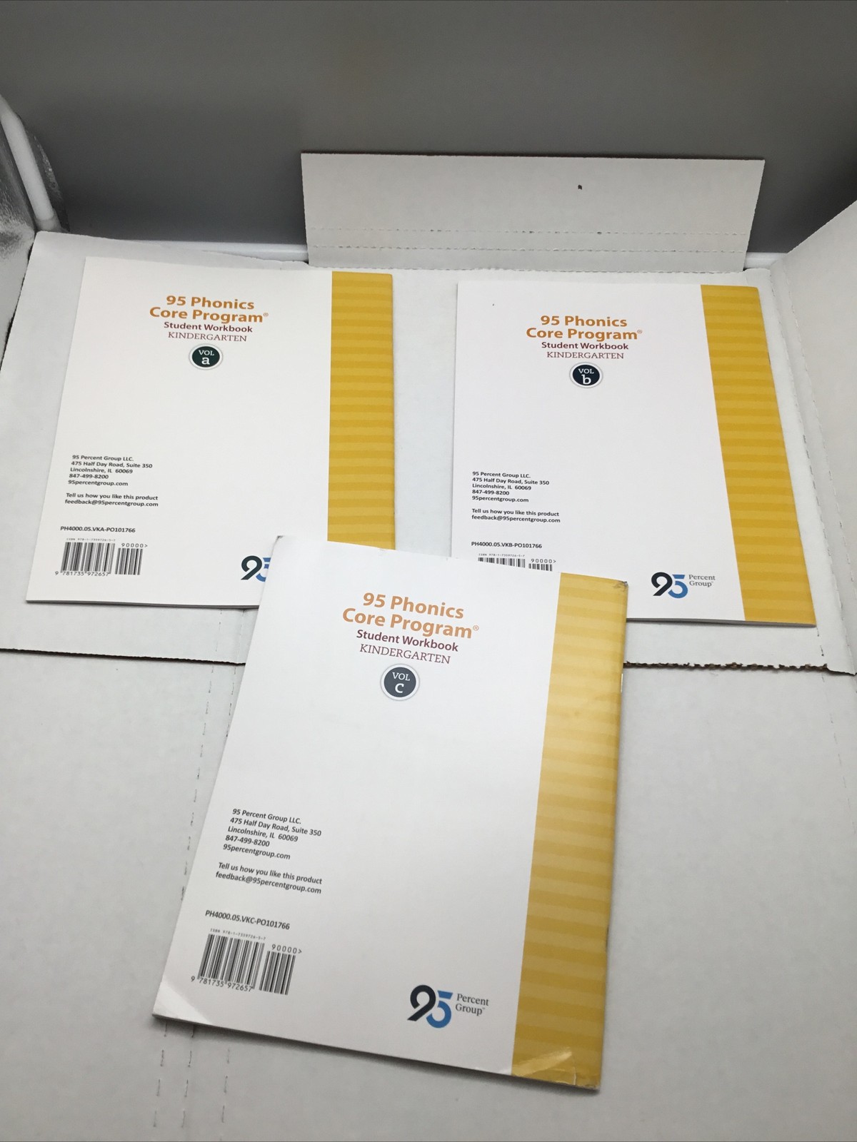 95 Phonics Core Program – Grade K – Student Workbooks (3 Books) Vol. a, b, and c