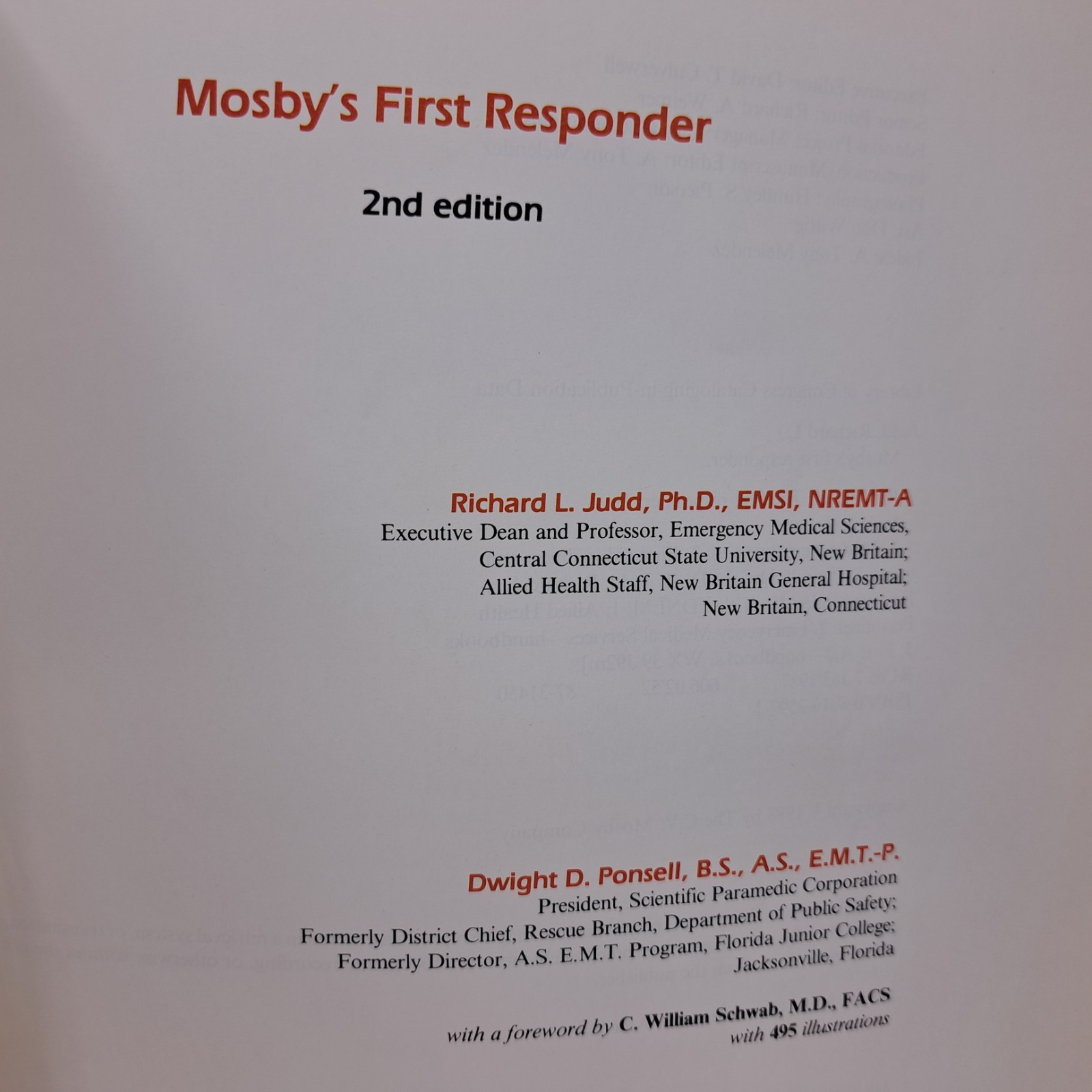Mosby’s First Responder Second Edition By Richard L. Judd & Dwight D. Ponsell