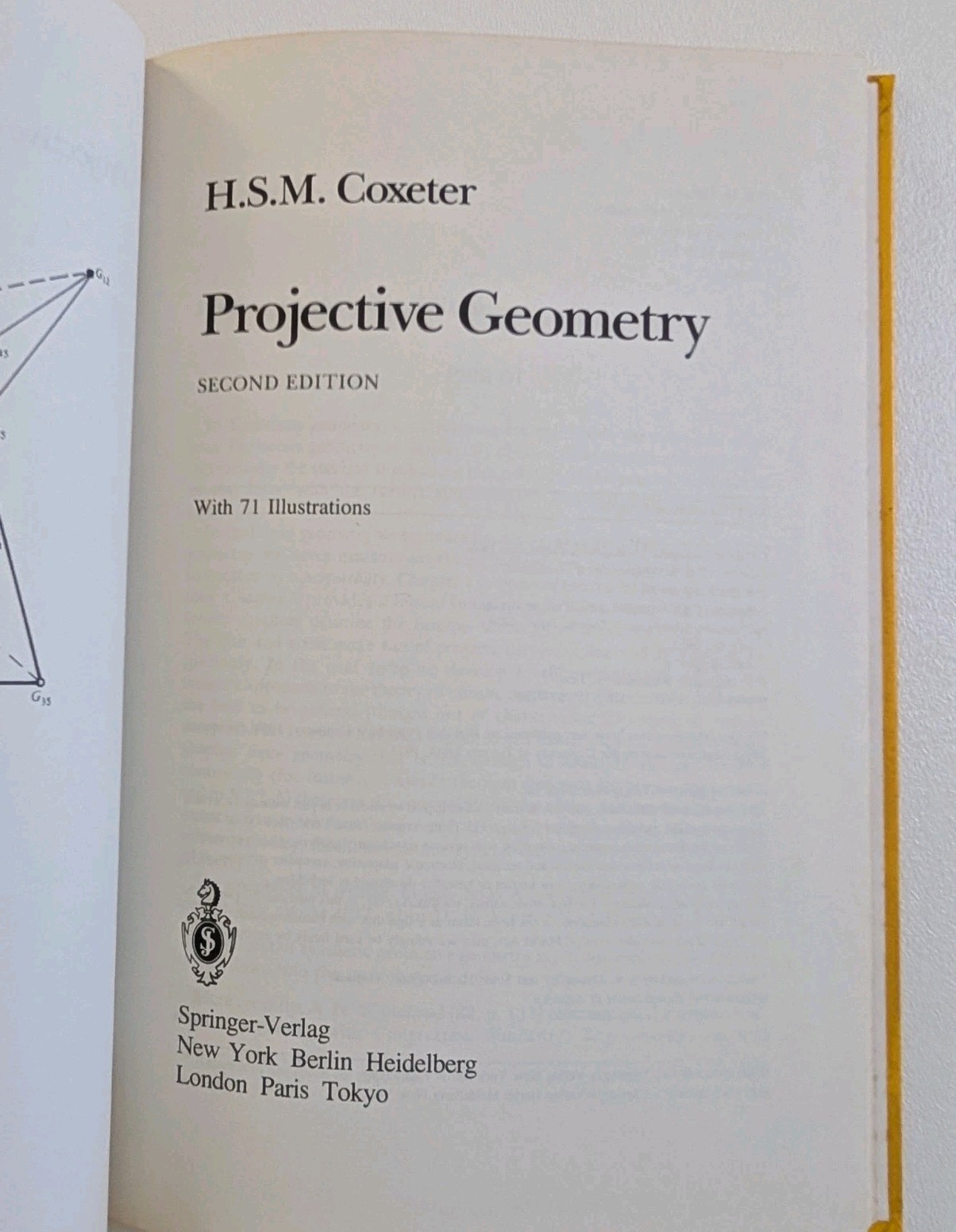 Projective Geometry H.S.M. Coxeter Springer-Verlag 2nd Edition Hardcover