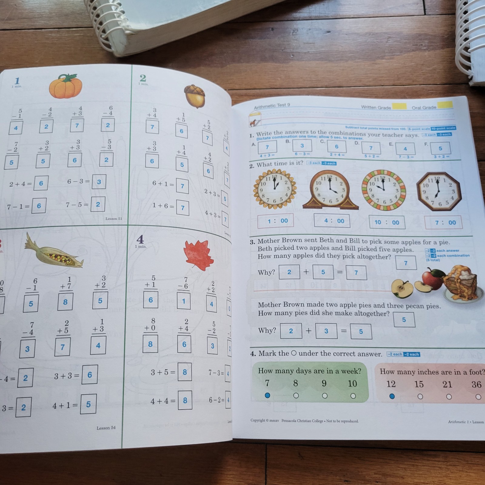 Abeka 1st Grade Math & Language Arts Teacher’s Answer Keys, 10 Books