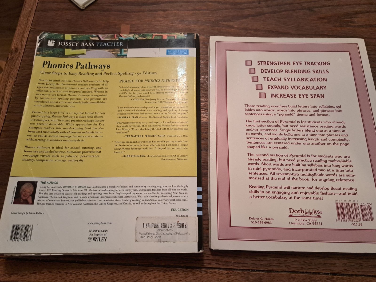 Lot 2 books Phonics Pathways: Reading & Spelling + Pyramid Rdg Exercises